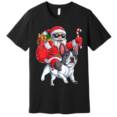 S Christmas Santa Claus Riding French Bulldog Xmas S Dog Vneck Premium T-Shirt