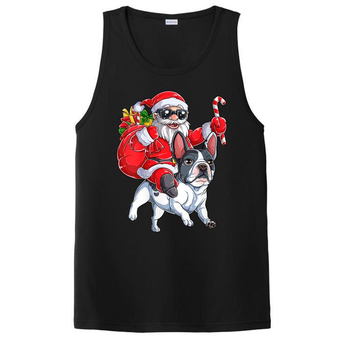 S Christmas Santa Claus Riding French Bulldog Xmas S Dog Vneck PosiCharge Competitor Tank