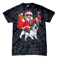 S Christmas Santa Claus Riding French Bulldog Xmas S Dog Vneck Tie-Dye T-Shirt