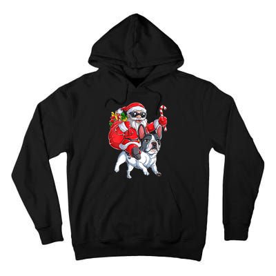 S Christmas Santa Claus Riding French Bulldog Xmas S Dog Vneck Tall Hoodie