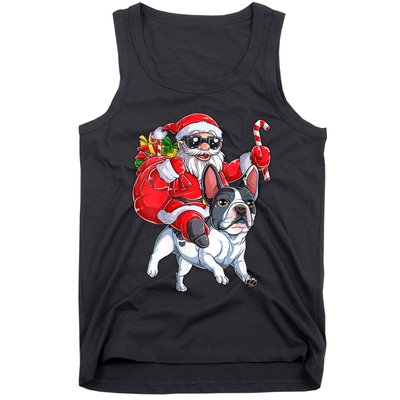 S Christmas Santa Claus Riding French Bulldog Xmas S Dog Vneck Tank Top