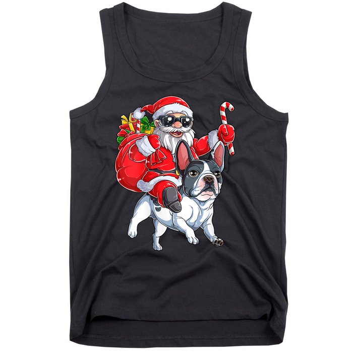 S Christmas Santa Claus Riding French Bulldog Xmas S Dog Vneck Tank Top