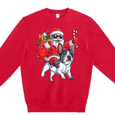 S Christmas Santa Claus Riding French Bulldog Xmas S Dog Vneck Premium Crewneck Sweatshirt