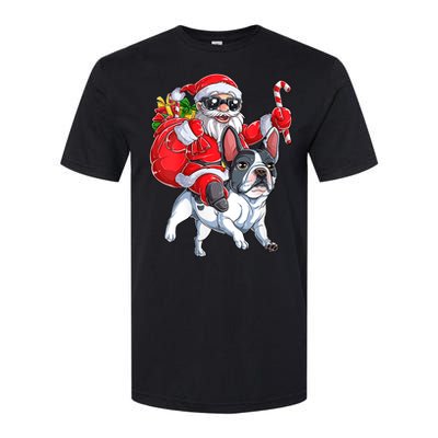 S Christmas Santa Claus Riding French Bulldog Xmas S Dog Vneck Softstyle CVC T-Shirt