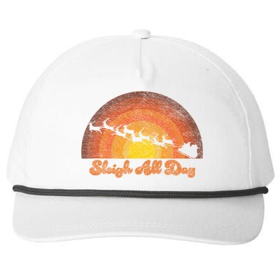 Santa Claus Sleigh All Day Retro Sunset Christmas Design Gift Snapback Five-Panel Rope Hat