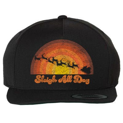 Santa Claus Sleigh All Day Retro Sunset Christmas Design Gift Wool Snapback Cap