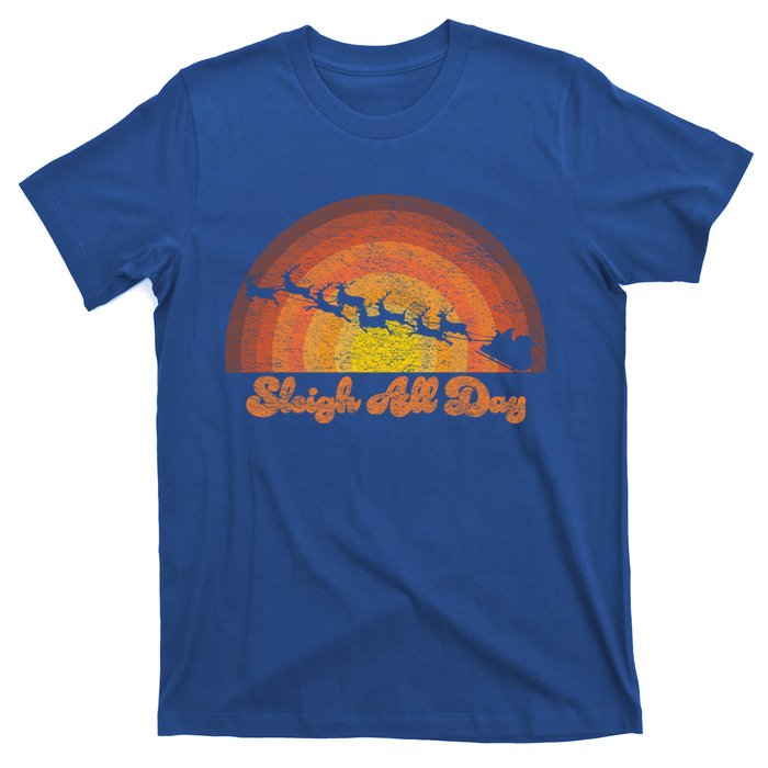 Santa Claus Sleigh All Day Retro Sunset Christmas Design Gift T-Shirt