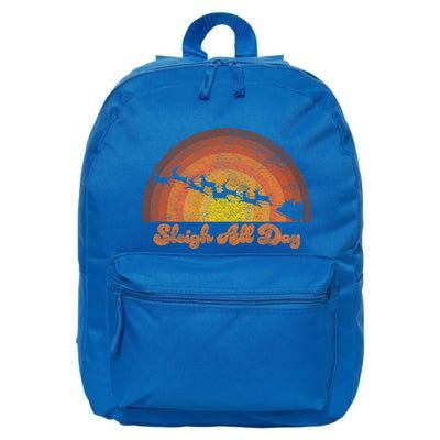 Santa Claus Sleigh All Day Retro Sunset Christmas Design Gift 16 in Basic Backpack