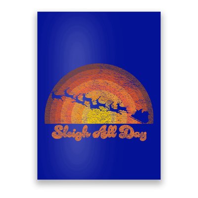 Santa Claus Sleigh All Day Retro Sunset Christmas Design Gift Poster