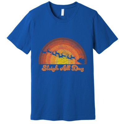Santa Claus Sleigh All Day Retro Sunset Christmas Design Gift Premium T-Shirt