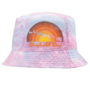 Santa Claus Sleigh All Day Retro Sunset Christmas Design Gift Tie-Dyed Bucket Hat