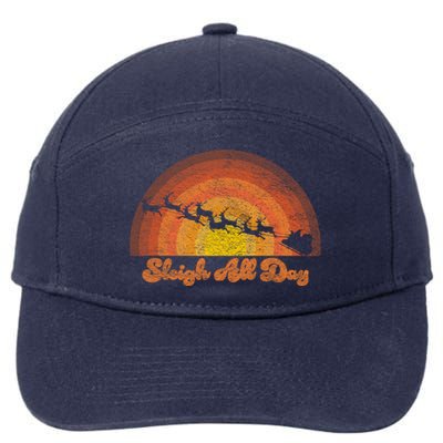 Santa Claus Sleigh All Day Retro Sunset Christmas Design Gift 7-Panel Snapback Hat