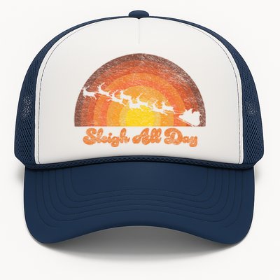 Santa Claus Sleigh All Day Retro Sunset Christmas Design Gift Trucker Hat