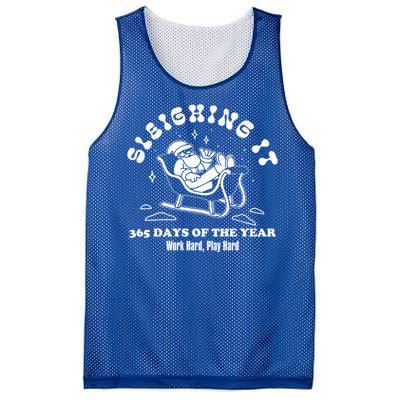 Santa Claus Sleighing It 365 Days A Year Christmas Sleigh Funny Gift Mesh Reversible Basketball Jersey Tank