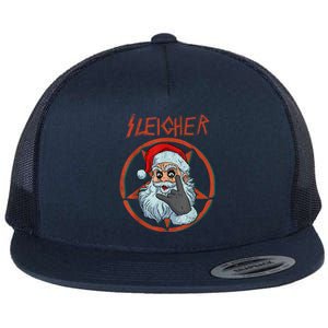 Sleigher Christmas Shirt Heavy Metal Xmas Hail Santa Xmas Hail Santa Flat Bill Trucker Hat