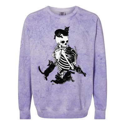 Skeleton Cat Skull Kitty Cute Cat Goth Halloween Colorblast Crewneck Sweatshirt