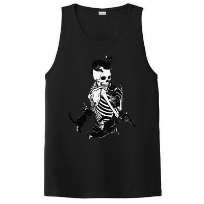 Skeleton Cat Skull Kitty Cute Cat Goth Halloween PosiCharge Competitor Tank