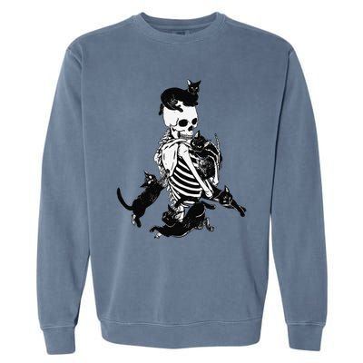 Skeleton Cat Skull Kitty Cute Cat Goth Halloween Garment-Dyed Sweatshirt