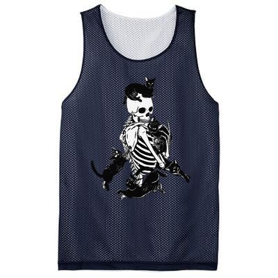 Skeleton Cat Skull Kitty Cute Cat Goth Halloween Mesh Reversible Basketball Jersey Tank