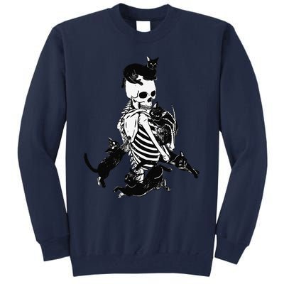 Skeleton Cat Skull Kitty Cute Cat Goth Halloween Tall Sweatshirt