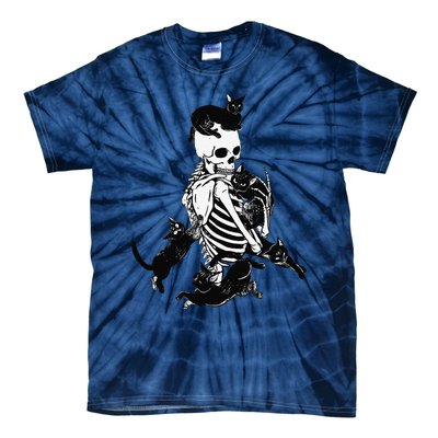 Skeleton Cat Skull Kitty Cute Cat Goth Halloween Tie-Dye T-Shirt