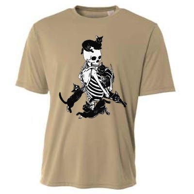 Skeleton Cat Skull Kitty Cute Cat Goth Halloween Cooling Performance Crew T-Shirt