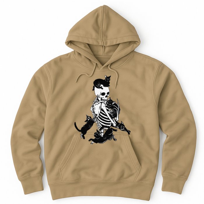 Skeleton Cat Skull Kitty Cute Cat Goth Halloween Hoodie