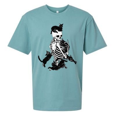 Skeleton Cat Skull Kitty Cute Cat Goth Halloween Sueded Cloud Jersey T-Shirt