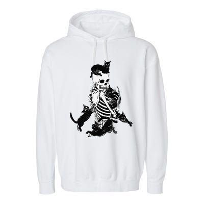 Skeleton Cat Skull Kitty Cute Cat Goth Halloween Garment-Dyed Fleece Hoodie