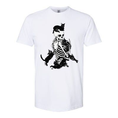 Skeleton Cat Skull Kitty Cute Cat Goth Halloween Softstyle CVC T-Shirt