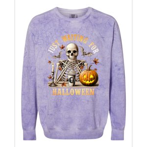 Skeleton Coffee Spooky Season Just Waiting For Halloween Colorblast Crewneck Sweatshirt