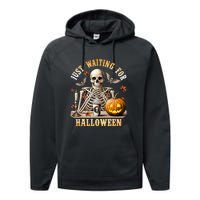 Skeleton Coffee Spooky Season Just Waiting For Halloween Performance Fleece Hoodie