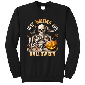 Skeleton Coffee Spooky Season Just Waiting For Halloween Sweatshirt