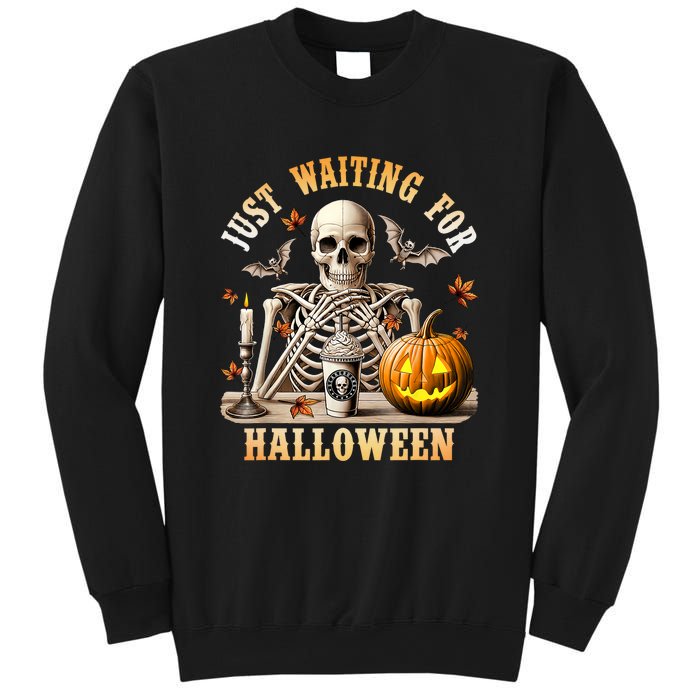 Skeleton Coffee Spooky Season Just Waiting For Halloween Sweatshirt