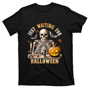 Skeleton Coffee Spooky Season Just Waiting For Halloween T-Shirt