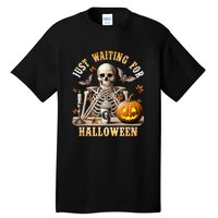 Skeleton Coffee Spooky Season Just Waiting For Halloween Tall T-Shirt