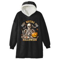 Skeleton Coffee Spooky Season Just Waiting For Halloween Hooded Wearable Blanket