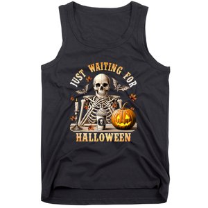 Skeleton Coffee Spooky Season Just Waiting For Halloween Tank Top