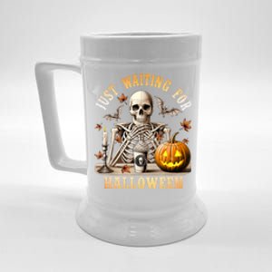 Skeleton Coffee Spooky Season Just Waiting For Halloween Beer Stein