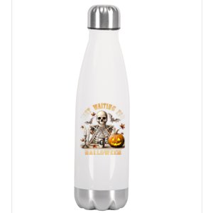 Skeleton Coffee Spooky Season Just Waiting For Halloween Stainless Steel Insulated Water Bottle