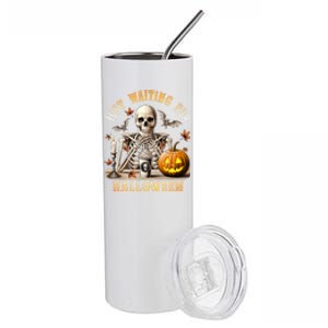 Skeleton Coffee Spooky Season Just Waiting For Halloween Stainless Steel Tumbler