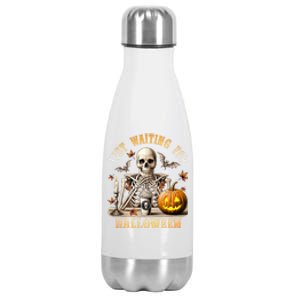 Skeleton Coffee Spooky Season Just Waiting For Halloween Stainless Steel Insulated Water Bottle