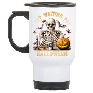 Skeleton Coffee Spooky Season Just Waiting For Halloween Stainless Steel Travel Mug