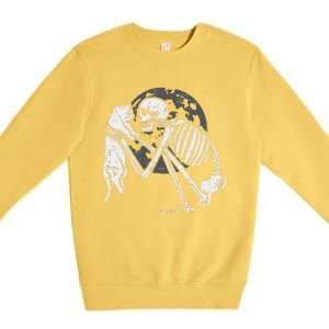 Skeleton Cat Skull Kitty Cute Goth Halloween Premium Crewneck Sweatshirt