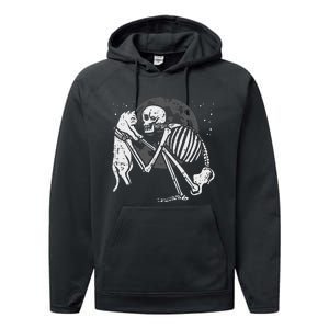 Skeleton Cat Skull Kitty Cute Goth Halloween Performance Fleece Hoodie