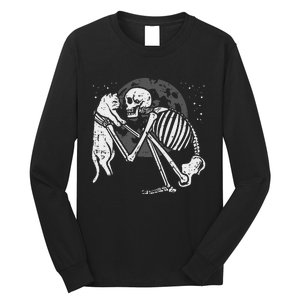 Skeleton Cat Skull Kitty Cute Goth Halloween Long Sleeve Shirt