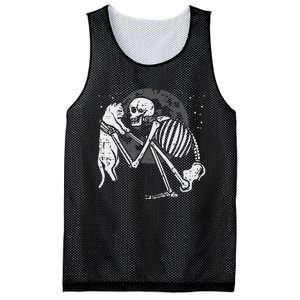 Skeleton Cat Skull Kitty Cute Goth Halloween Mesh Reversible Basketball Jersey Tank