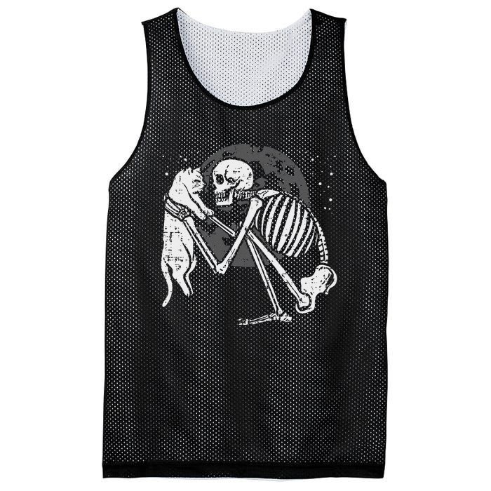 Skeleton Cat Skull Kitty Cute Goth Halloween Mesh Reversible Basketball Jersey Tank