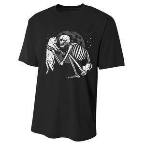 Skeleton Cat Skull Kitty Cute Goth Halloween Performance Sprint T-Shirt