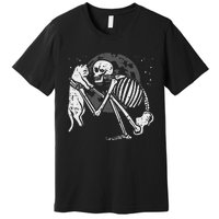 Skeleton Cat Skull Kitty Cute Goth Halloween Premium T-Shirt